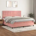 cadre de lit avec matelas Rose 200x200 cm Velours