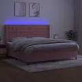 cadre de lit matelas et LED Rose 200x200 cm Velours