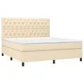 cadre de lit et matelas et LED Crème 160x200cm Tissu