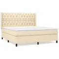 cadre de lit avec matelas Crème 160x200 cm Tissu