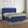 cadre de lit matelas et LED Bleu 180x200 cm Tissu