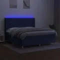 cadre de lit matelas et LED Bleu 180x200 cm Tissu
