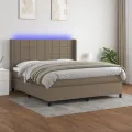 cadre de lit matelas et LED Taupe 180x200 cm Tissu