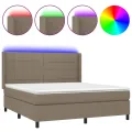 cadre de lit matelas et LED Taupe 180x200 cm Tissu