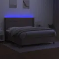 cadre de lit matelas et LED Taupe 180x200 cm Tissu