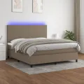 cadre de lit et matelas et LED Taupe 180x200cm Tissu