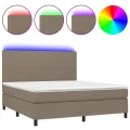 cadre de lit et matelas et LED Taupe 180x200cm Tissu