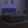 cadre de lit et matelas et LED Taupe 180x200cm Tissu