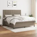 cadre de lit avec matelas Taupe 180x200 cm Tissu