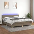 cadre de lit avec matelas LED Taupe 160x200 cm Tissu