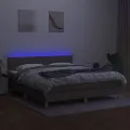 cadre de lit avec matelas LED Taupe 160x200 cm Tissu