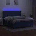 cadre de lit matelas LED Bleu 160x200 cm Tissu