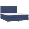 cadre de lit et matelas et LED Bleu 180x200 cm Tissu