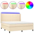 cadre de lit matelas et LED Crème 160x200 cm Tissu