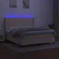 cadre de lit matelas et LED Crème 160x200 cm Tissu