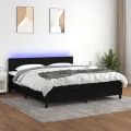 cadre de lit avec matelas LED Noir 180x200 cm Tissu