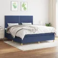 cadre de lit avec matelas Bleu 180x200 cm Tissu