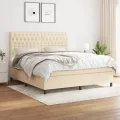 cadre de lit avec matelas Crème 180x200 cm Tissu
