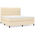 cadre de lit avec matelas Crème 180x200 cm Tissu