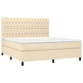 cadre de lit avec matelas Crème 180x200 cm Tissu