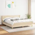 cadre de lit avec matelas Crème 180x200 cm Tissu