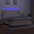 cadre de lit matelas LED Crème 180x200 cm Tissu