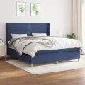 cadre de lit avec matelas Bleu 180x200 cm Tissu