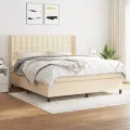 cadre de lit avec matelas Crème 180x200 cm Tissu