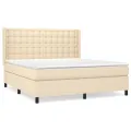cadre de lit avec matelas Crème 180x200 cm Tissu