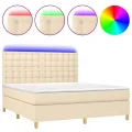 cadre de lit et matelas et LED Crème 180x200cm Tissu