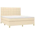 cadre de lit et matelas et LED Crème 180x200cm Tissu