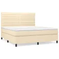 cadre de lit avec matelas Crème 160x200 cm Tissu