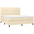 cadre de lit avec matelas Crème 160x200 cm Tissu