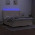 cadre de lit matelas et LED Crème 160x200 cm Tissu