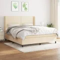 cadre de lit avec matelas Crème 180x200 cm Tissu