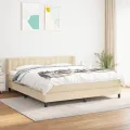 cadre de lit avec matelas Crème 160x200 cm Tissu