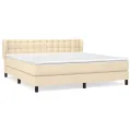 cadre de lit avec matelas Crème 160x200 cm Tissu