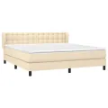 cadre de lit avec matelas Crème 160x200 cm Tissu