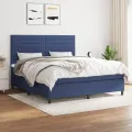 cadre de lit avec matelas Bleu 180x200 cm Tissu