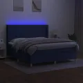 cadre de lit matelas et LED Bleu 180x200 cm Tissu