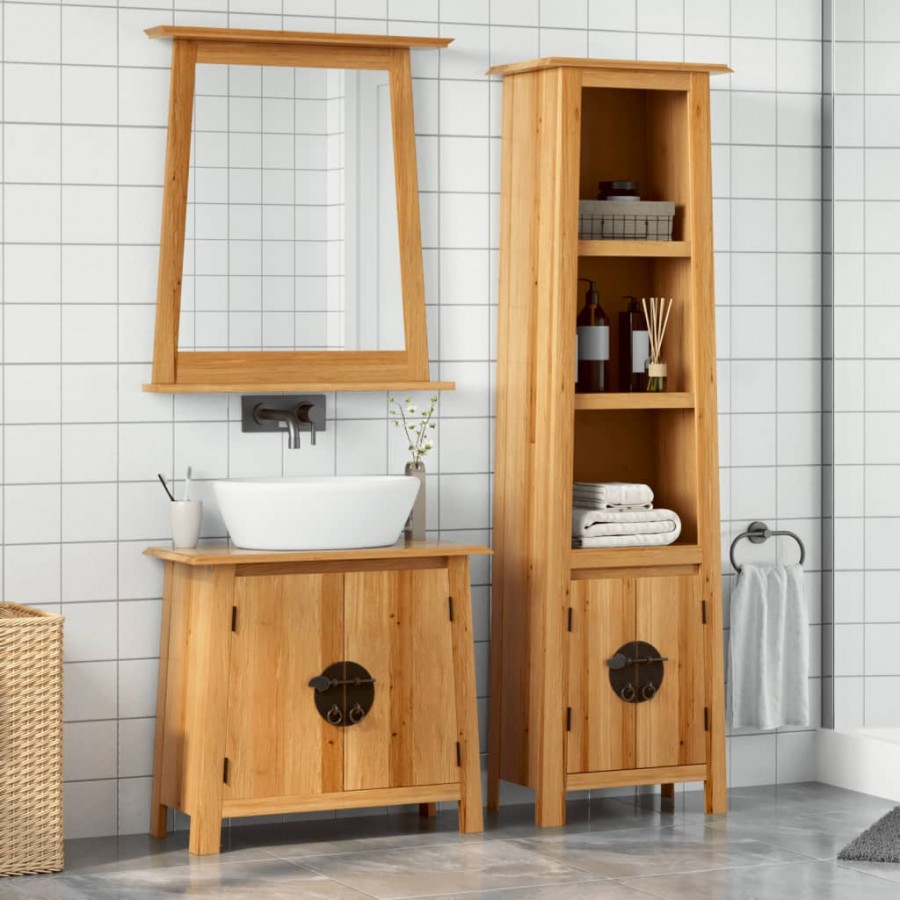 Ensemble de meubles de salle de bain 3 pcs bois de pin massif