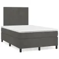 cadre de lit et matelas gris foncé 120x190cm velours