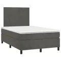 cadre de lit et matelas gris foncé 120x190cm velours
