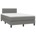 cadre de lit avec matelas gris foncé 120x190cm tissu