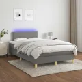 cadre de lit matelas LED gris foncé 120x190 cm tissu