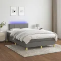 cadre de lit matelas LED gris foncé 120x190 cm tissu