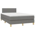 cadre de lit avec matelas gris foncé 120x190cm tissu