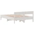 Cadre de lit avec tête de lit blanc 160x200 cm bois pin massif