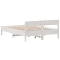 Cadre de lit avec tête de lit blanc 120x200 cm bois pin massif