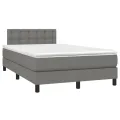 cadre de lit matelas LED gris foncé 120x190 cm tissu
